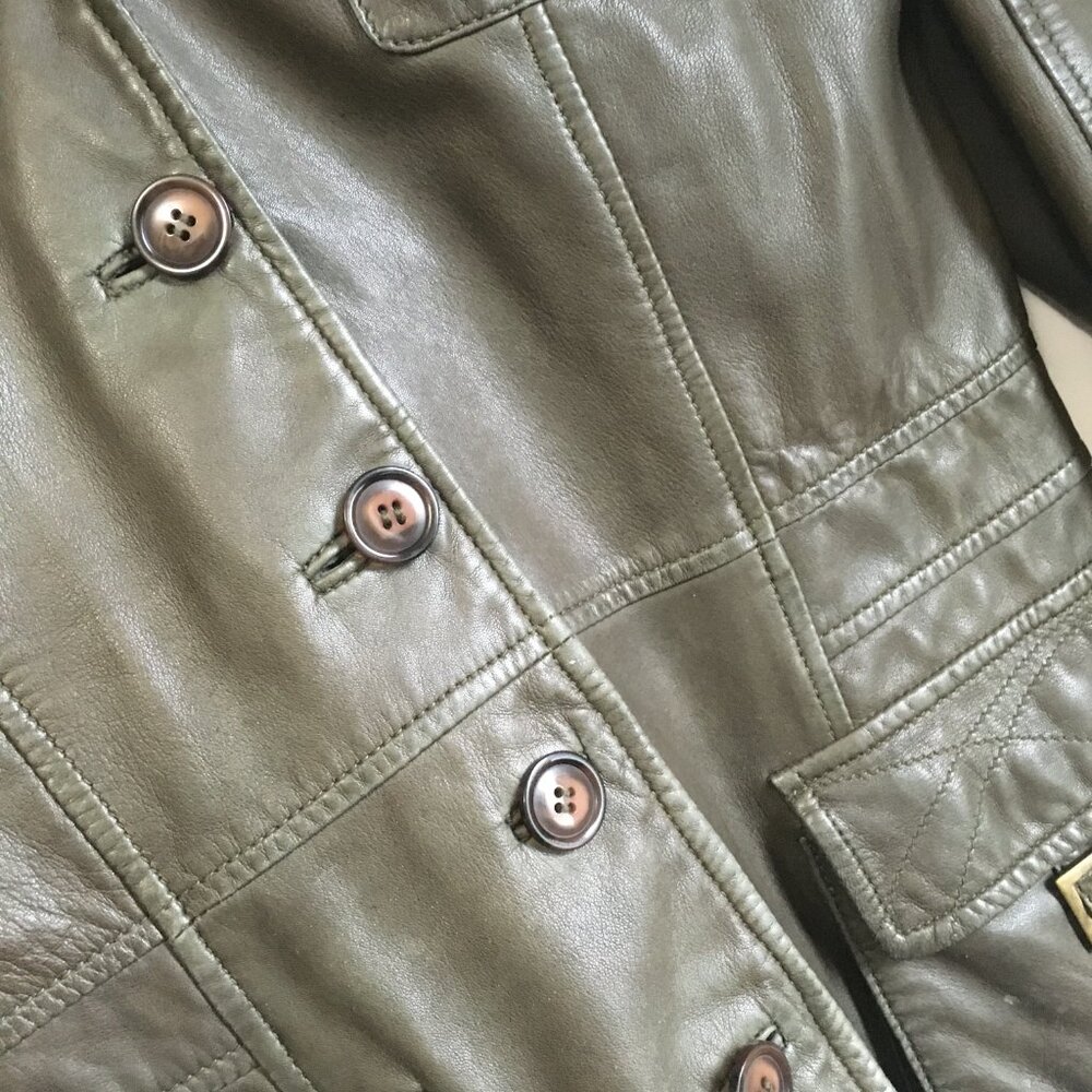 VTG Y2K Danier Leather Field Utility Jacket Earthy Brown S - Picture 4 of 16